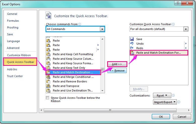 chức năng paste trong excel