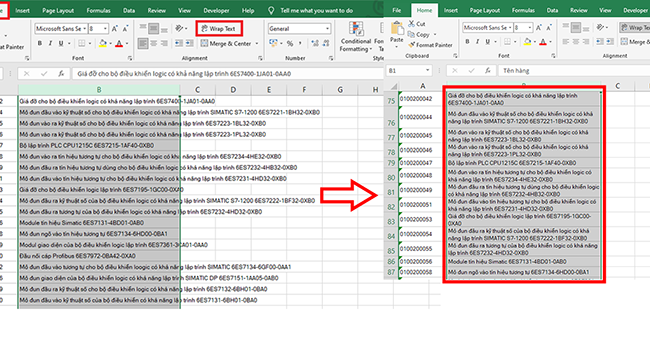 Cách tự động xuống dòng khi nhập liệu vượt quá độ rộng của cột Excel