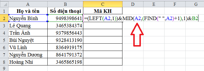 Các bước tạo danh sách mã khách hàng đơn giản trong Excel