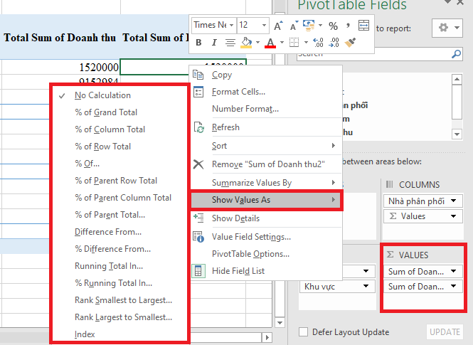 Sử dụng thành thạo Pivot Table thông qua ví dụ thực tế