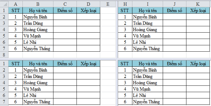 Cách sử dụng công cụ Split tách bảng dữ liệu trong Excel