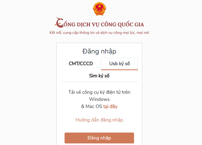 Truy cập vào Cổng dịch vụ công Quốc gia